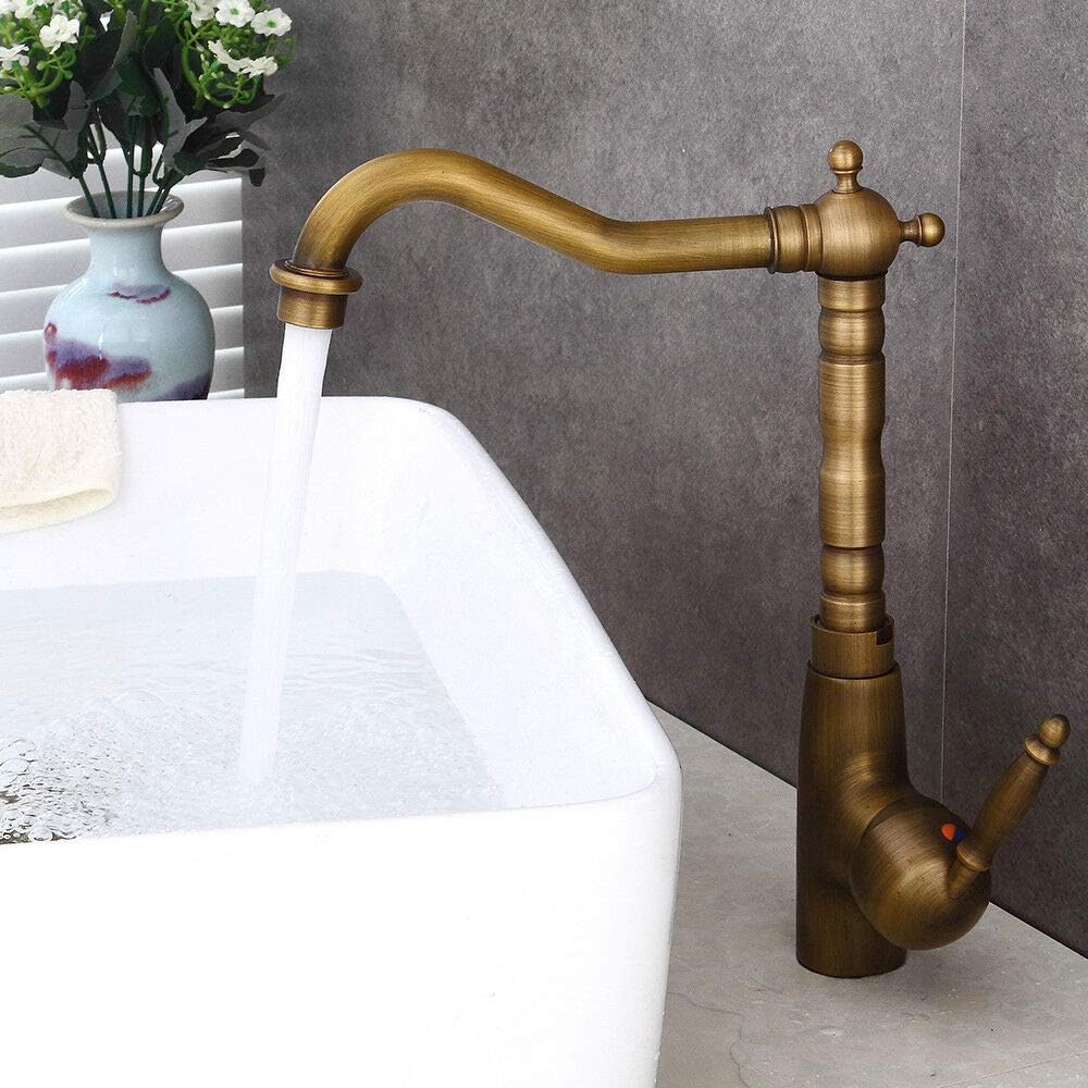 Jasemy Retro Vintage Tap Basin Mixer Tap Kitchen Bathroom Tap Bronze