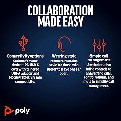 Poly Blackwire 5220 Stereo USB-C Headset + 3.5mm