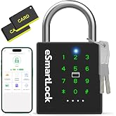 Dhiedas New Smart Padlock with Key, Heavy Duty Combination Padlock, RFID Pad Lock with Codes Bluetooth APP Access, Outdoor Waterproof Electronic Key Lock for Gate Fence Shed Locker Garage Garden