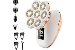 BESTMAL Electric Razor for Women, 7D Facial Hair Removal, 5-in-1 Wet/Dry Bikini Trimmer, Electric Shaver for Women, Rechargeable Face Shaver for Arms Legs Armpit Pubic Area, Painless Womens Grooming Kit