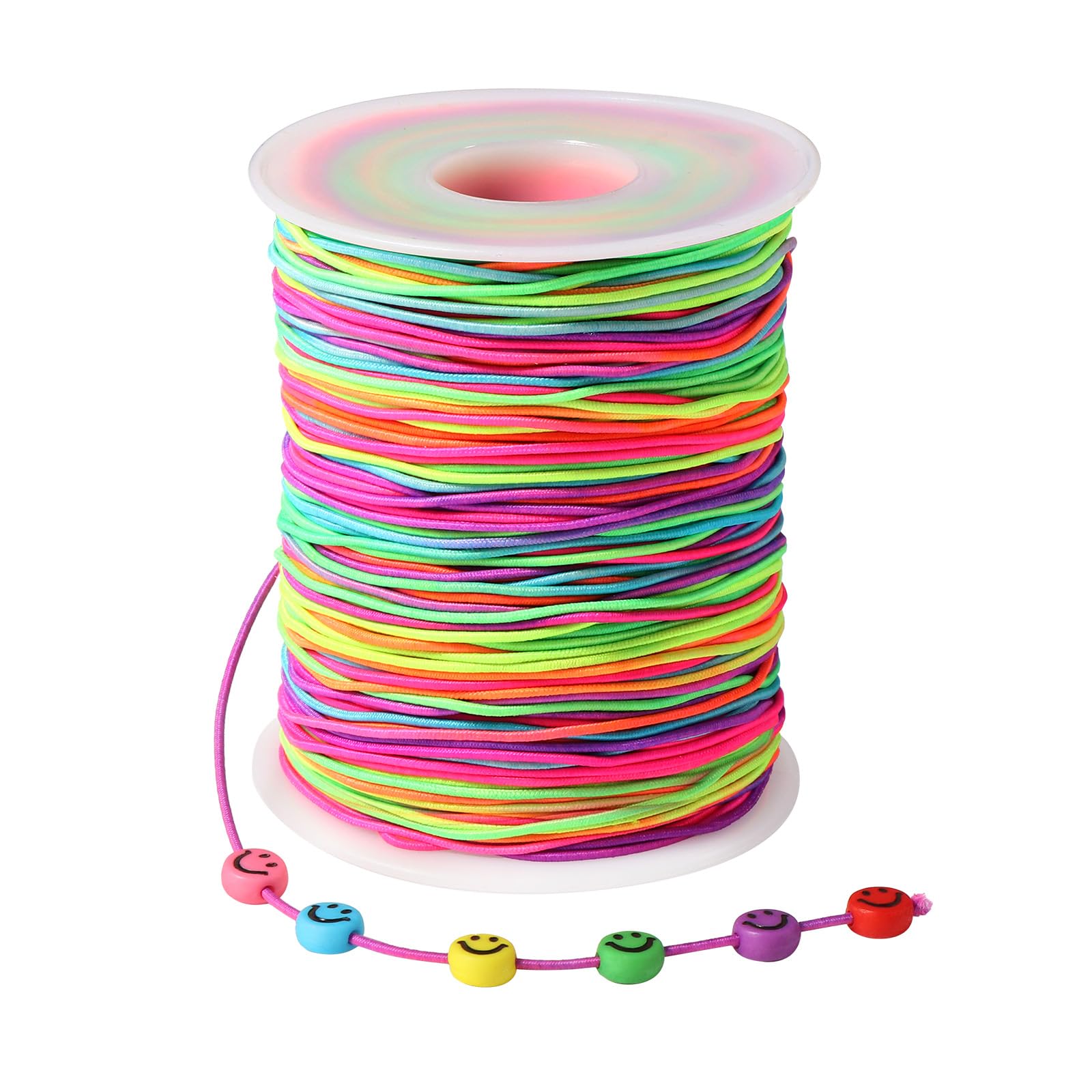 Diboniur 1mm x 100m Elastic String for Bracelet Making, Rainbow Cord, Beading Threads, Stretchy String for Necklaces, Jewelry Making and Crafts