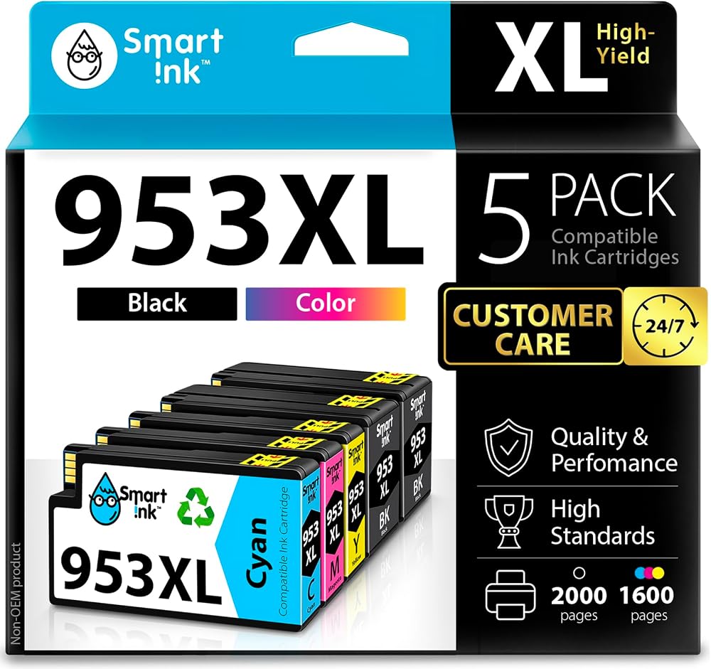 Smart Ink 953XL Ink Cartridges 5pk for HP OfficeJet Pro 7720 7730 7740 8710