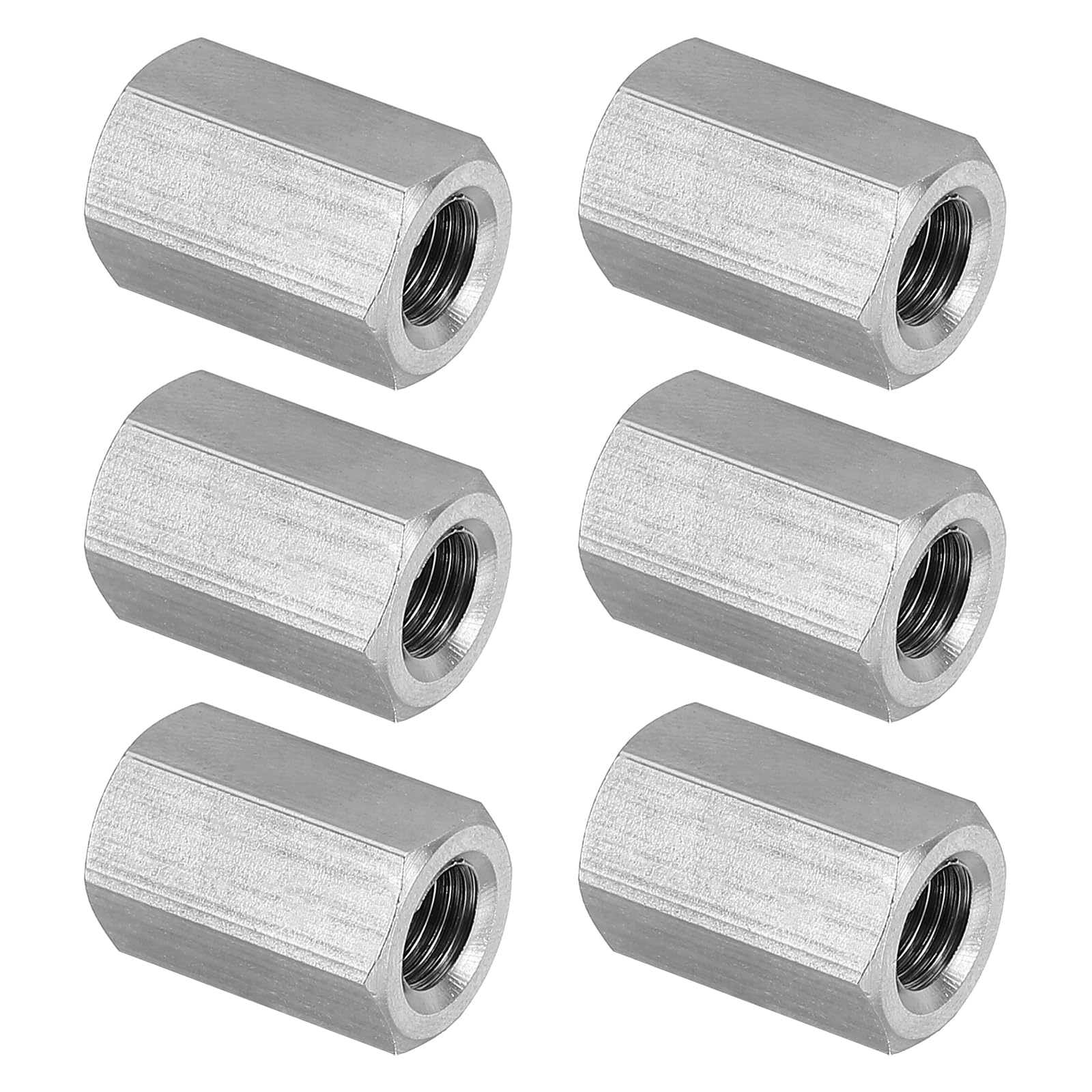 PATIKIL M8 x 1-Pitch 304 Stainless Steel Hex Coupling Nuts, 6Pcs 20mm/ 0.8" Length Fully Threaded Rod Coupling Nut Studding Connector Fasteners, Silver Tone — image 1