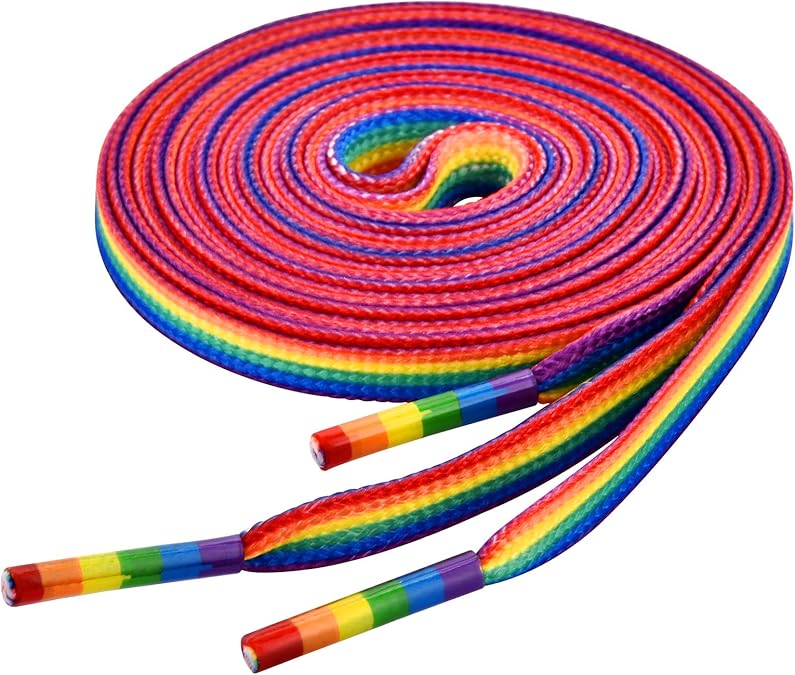 Rainbow Striped Shoe Laces, LGBTO laces, Brightly Colored
