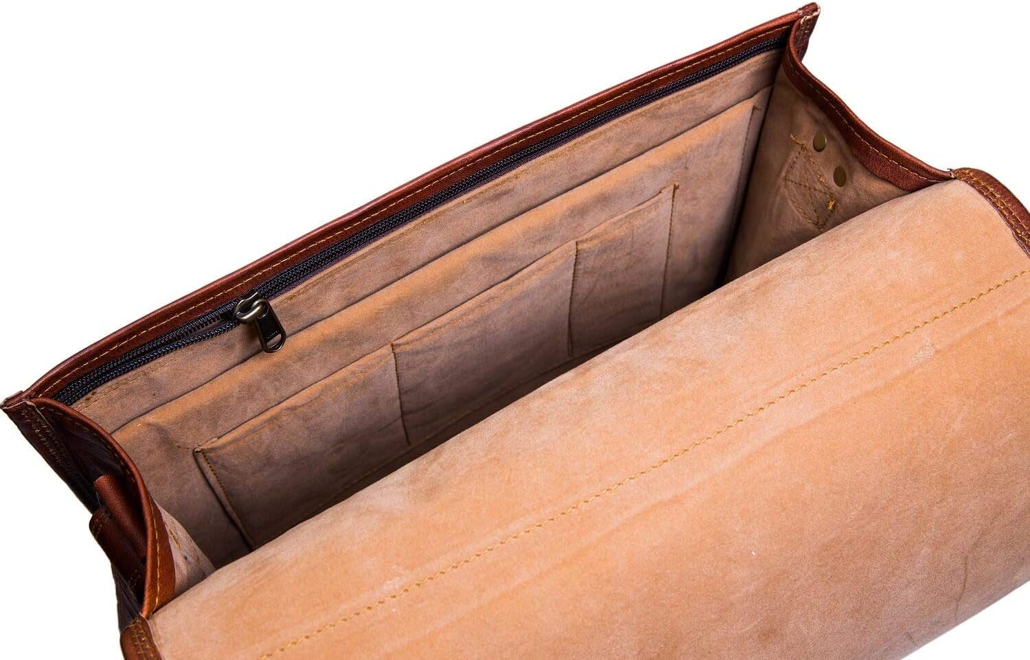 URBAN LEATHER Men's 15 Inch Handmade Vintage Leather Laptop Shoulder Messenger Bags - Image 5