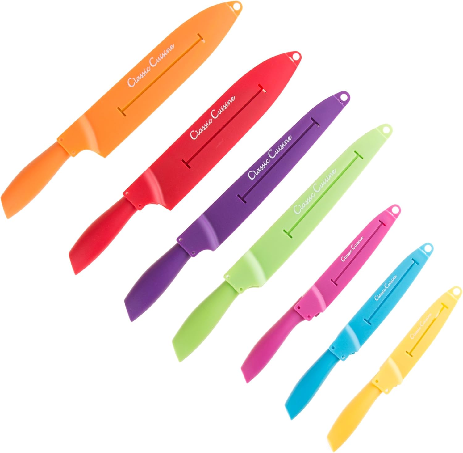 Amazon Com Classic Cuisine 14 Pc Colored Knife Set With Sheaths Pro Grade Assorted Kitchen Dining