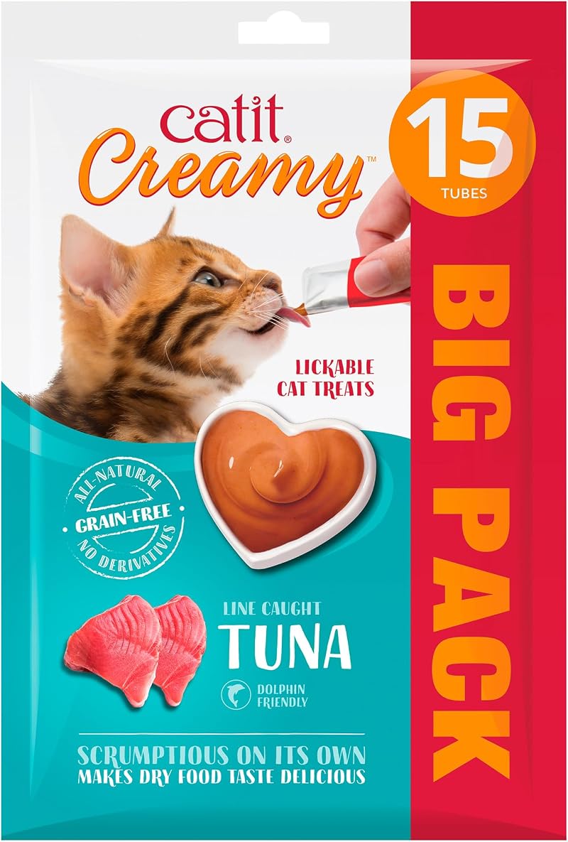 Catit Creamy Tuna Lickable Cat Treats Grain Free 15 x 10g Multipack