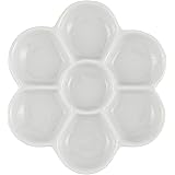 Creative Mark Glazed Flower Porcelain Paint Palette Tray for Watercolor, Gouache, Color-Mixing - White 4¾" inch Diameter