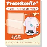 TranSmile Heat Transfer Mask for Inkjet Light Heat Transfer Paper (20 Sheets, 8.5"x11"), Clear Iron on Transfer Tape for Light Printable HTV