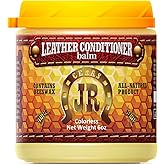 JR Leather Conditioner with Beeswax 6oz – All Natural, Non-Toxic | Restores & Protects Leather for Couches, Car Seats, Purses, Boots & Saddles