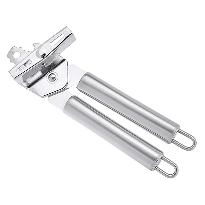Amazon Basics 3-in-1 Stainless Steel Can Opener Manual Durable Hook for Hanging