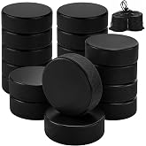 Faswin 18 Pack Ice Hockey Pucks with 3 Reusable Mesh Bag, Official Regulation, Diameter 3", Thickness 1", 6oz, Black