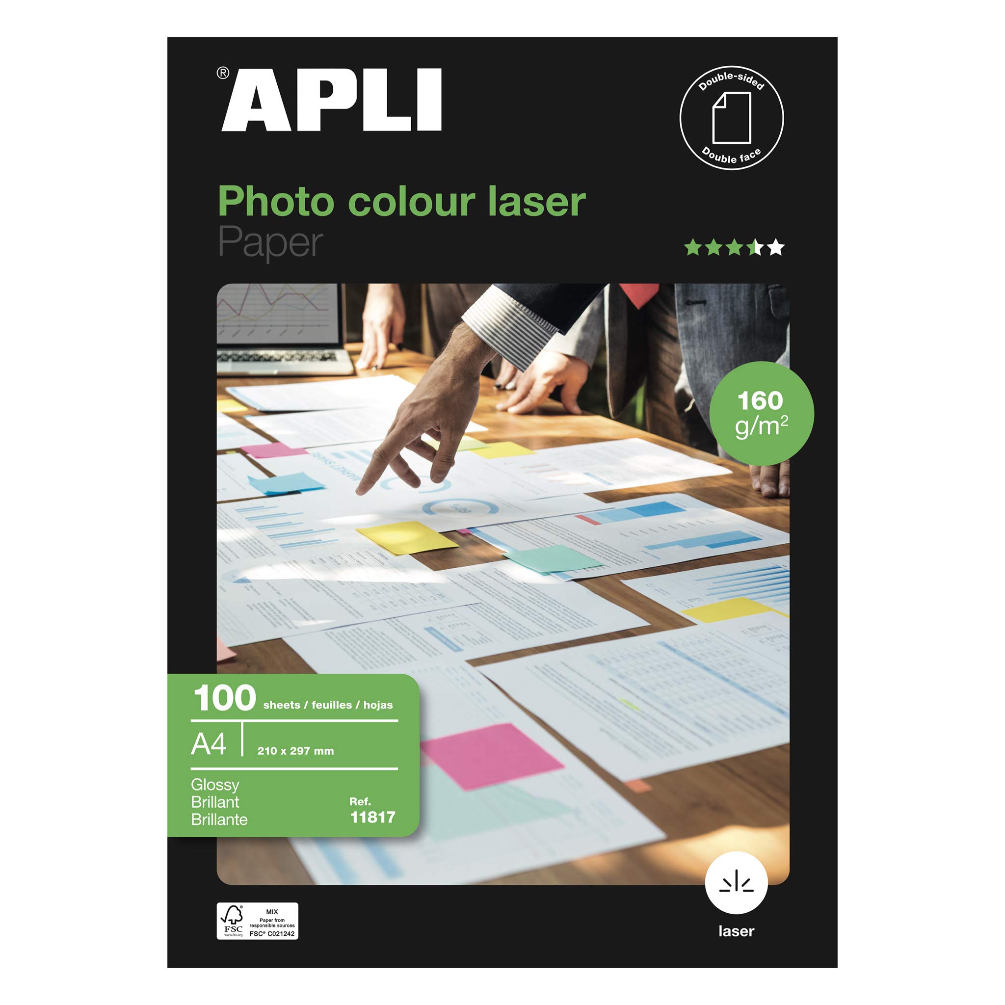 Apli - Double Sided Glossy Photo Paper 160gsm - Pack of 100