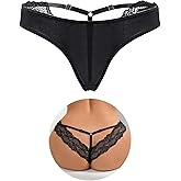 ohyeahlady Women's Sexy Thong Panties Lace Tangas Plus Size Cheeky Underwear V String