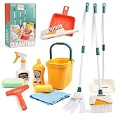 Jenilily Detachable Kids Cleaning Toy Set - Broom, Mop, Dustpan, Brush, Rag Play, Housekeeping Kit, STEM Really Clean Toys Gi