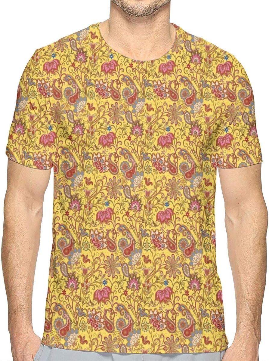 3D Printed T Shirts,Paisley Design with Swirls and Flowers Leaves Bohemian Ornamental Ethnic Elements