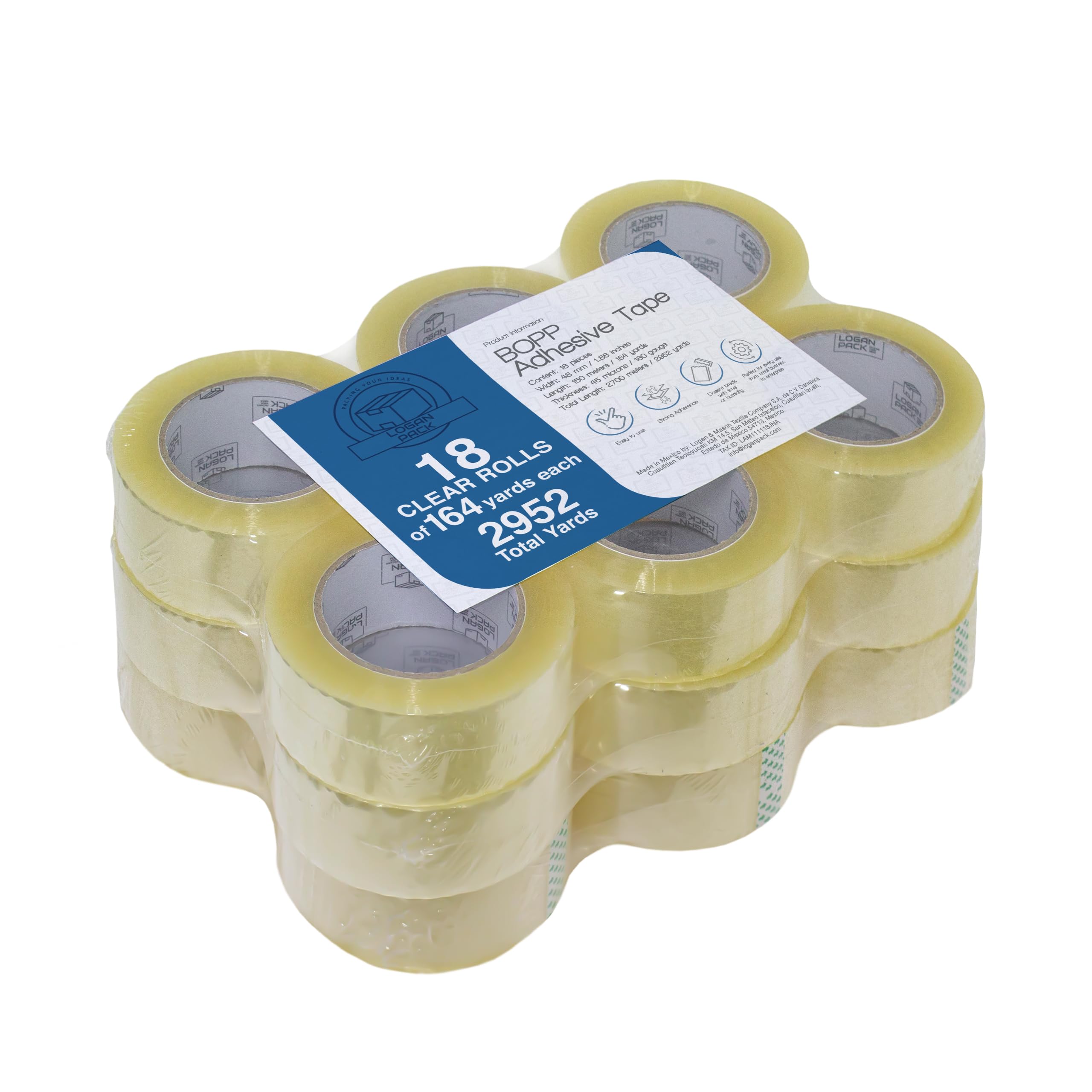 Nastro Spedizione 110 Yarde Nastro Trasparente Per Imballaggio - 6 Rotoli Da 110 Yarde, Largo 2", Spessore 2-2.4 Mil Nastro Pacchi