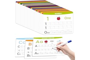 WEIZHEN Alphabet & Number Practice Dry Erase Boards A-Z Letters & Numbers 1-10 | Perfect for Preschool, Homeschool & Kindergarten Double-Sided 18 Sheets, 36 Pages 11x8.5 Educational Tool