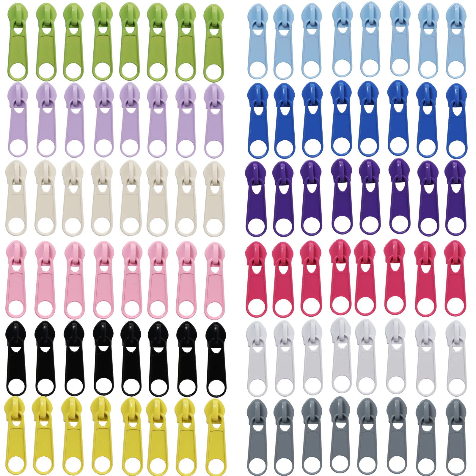 DOITEM 96Pcs Zipper Repair Kit - 3# Zipper Pull Rescue Kit for Clothing, Jackets, Purses, Luggage, Backpacks (12 Colors) — image 1