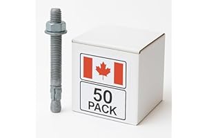 Scotia PRO 3/8″ × 3″ Hot-Dipped Galvanized Wedge Anchors – 50-Pack Heavy-Duty Concrete Anchor Bolts for Masonry, Brick & Bloc