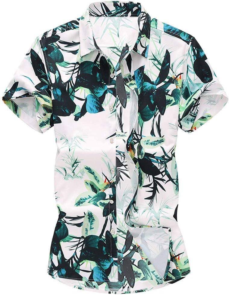 Pingtr Men T Shirts,Men Casual Summer Printed Button Short Sleeve Hawaiian T-Shirt Top Blouse