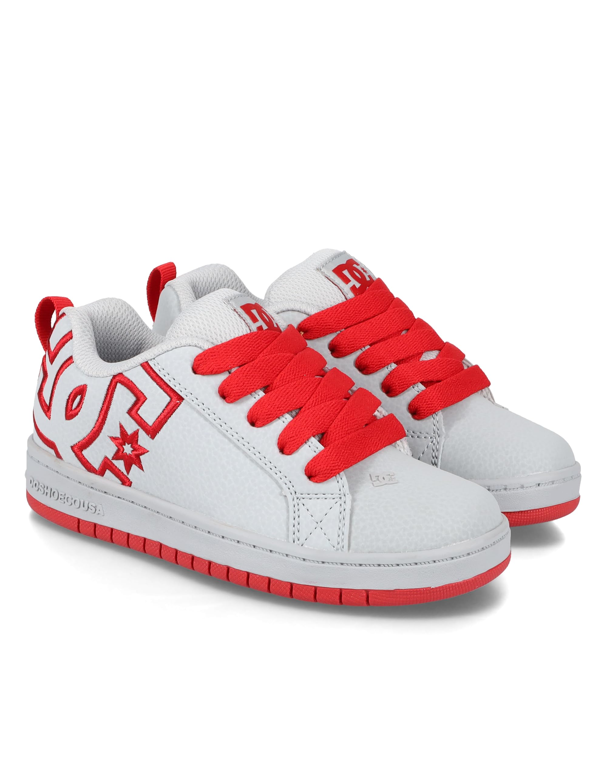 DC Shoes Boy's Court Graffik Skate Shoe, Grey/Red, 10.5 Little Kid Image