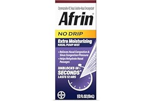 Afrin No Drip Extra Moisturizing 12 Hour Nasal Congestion Relief Pump Mist, Sinus Spray Decongestant - 15 mL