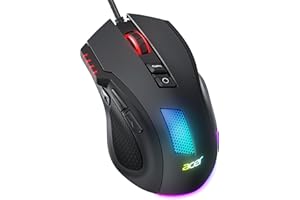 Acer Wired Gaming Mouse, 12800 DPI RGB Computer Mouse with High Optical Sensor, Ergonomic Mouse Customized 6 Programmable But