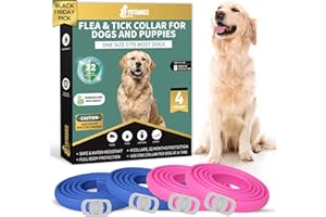 YOTANGO 4 Pack Flea Collar for Dogs, Dog Flea Collar Waterproof, 32 Months Prevention, Dog Fleas and Tick Treatment, Adjustable Fleas and Tick Protection for Dogs Puppy(Blue & Pink)