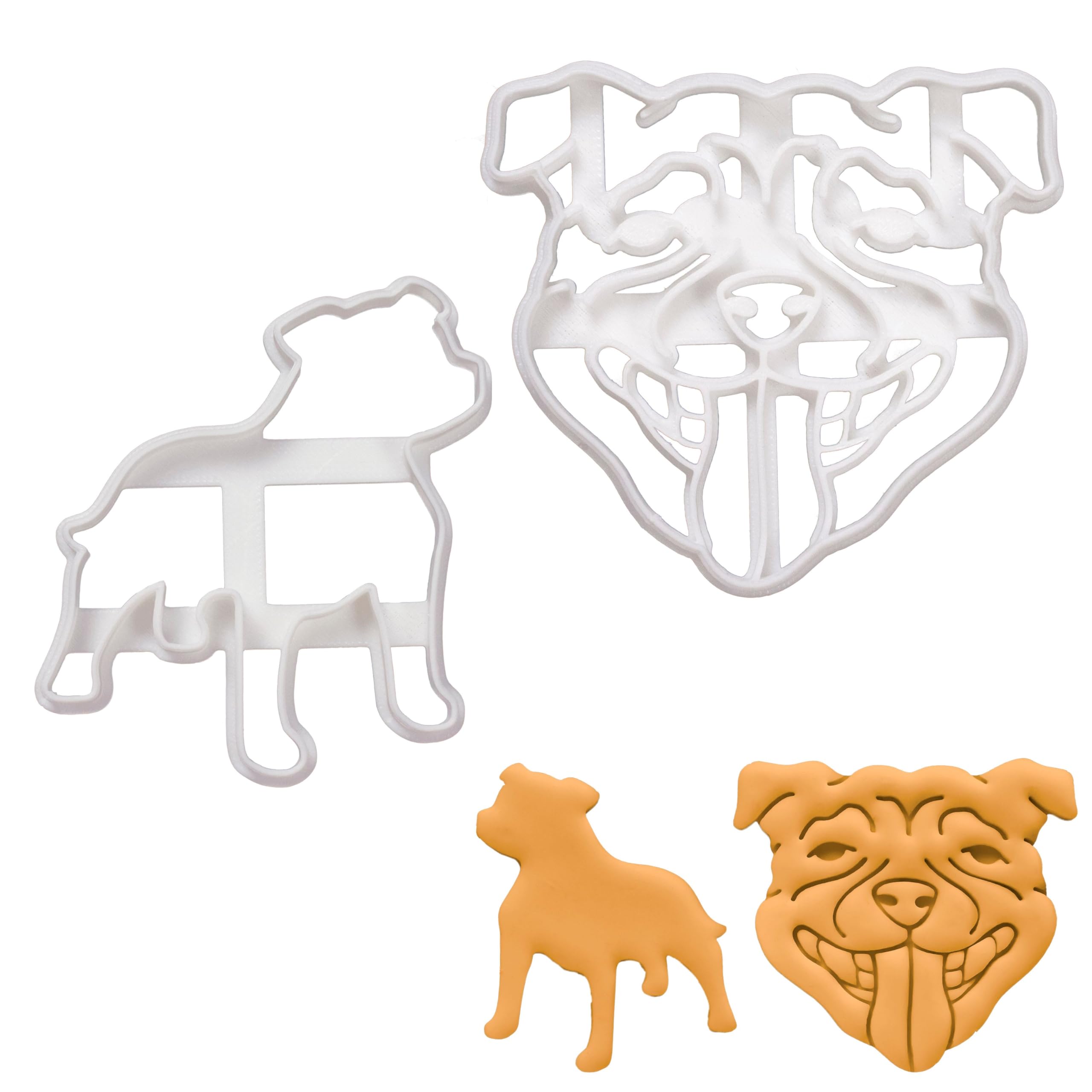 BAKERLOGY Set of 2 Staffordshire Bull Terrier Cookie Cutters (Staffy) - Detailed Biscuit Cutter Design for Baking and Crafts, Ideal on Fondant, Dough, Clay