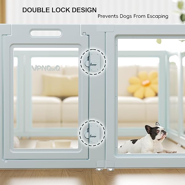 CLEAR ACRYLIC DOG PLAYPEN WITH DOOR – 30 INCH TALL PUPPY PLAYPEN – EASY ASSEMBLE PET FENCE – 8 PANEL INDOOR DOG PLAY PEN FOR PUPPIES/SMALL, MEDIUM (30 INCH HIGH, 8 PANEL)