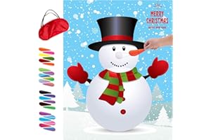 MISS FANTASY Christmas Games for Kids Party - Pin Nose on Snowman, Christmas Party Decorations, Activities & Game for Family & Adults - Xmas Gifts