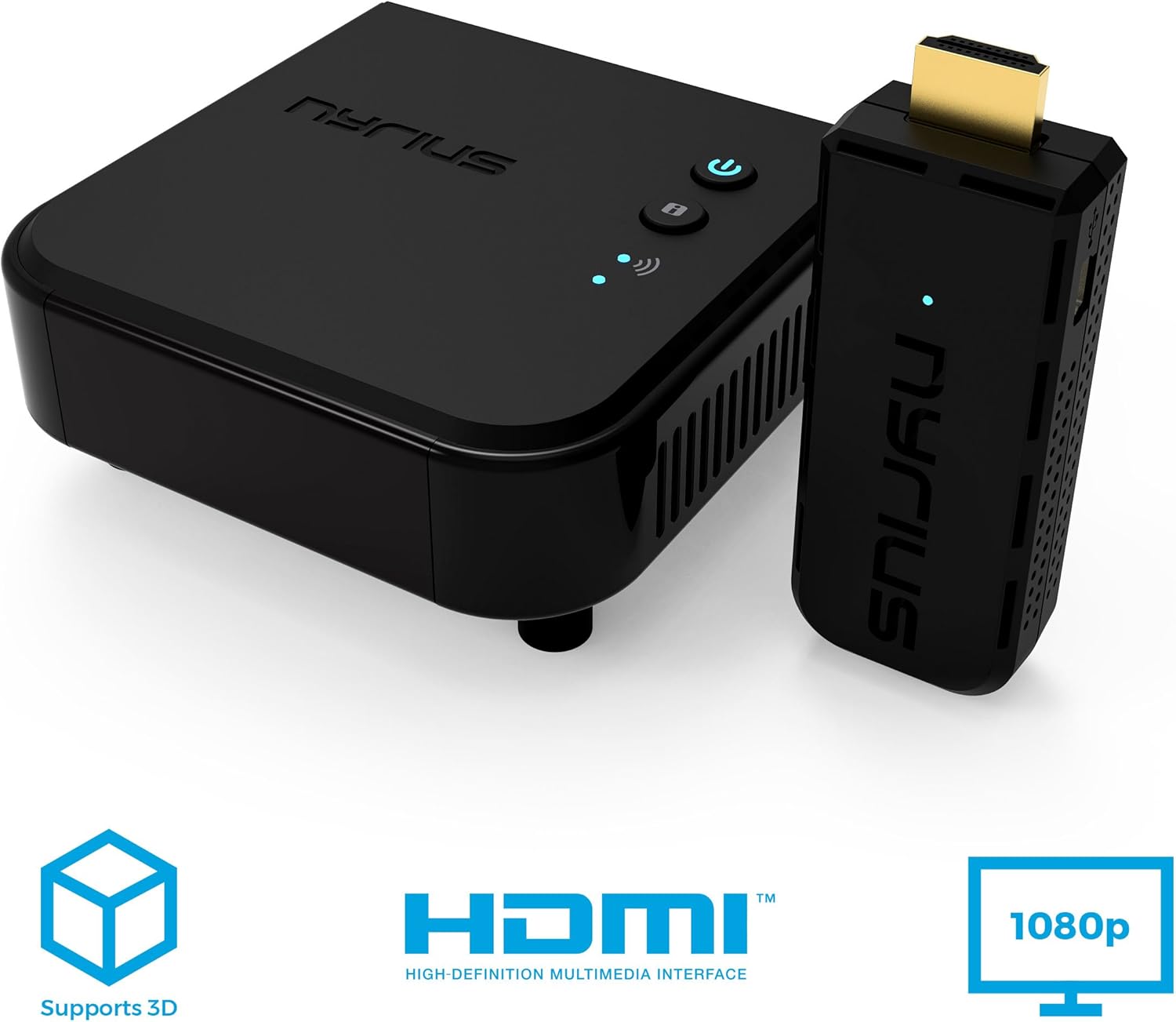 Nyrius Aries Prime Wireless Video HDMI Transmitter & Receiver for Streaming HD 1080p 3D Video & Digital Audio from Laptop, PC, Cable, Netflix, YouTube, PS to HDTV/Projector (NPCS549): Electronics