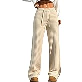 Verdusa Women's Wide Leg Sweatpants Comfy Lounge Pants Straight Leg Baggy Pants Yoga Workout Knit Trousers Winter Clothing