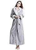 Bath Robe Long for Womens Plush Soft Warm Fleece