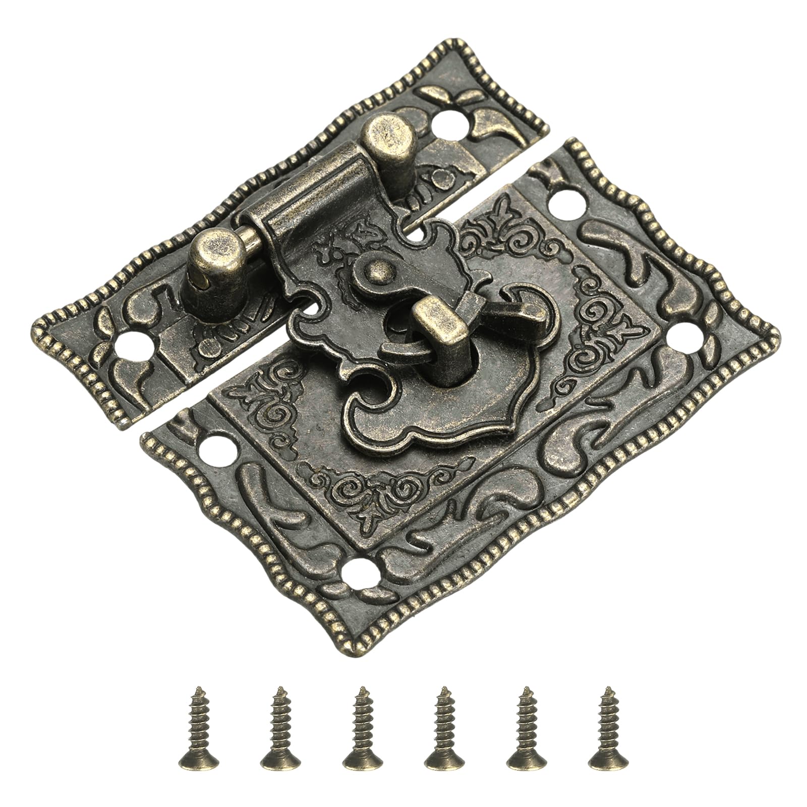 Photo 1 of uxcell Hasp Clasp Latch Lock, 43 x 51mm Decorative Retro Toggle Latch Zinc Alloy Hasp Lock with Screws for Jewelry Box Suitcase Toolbox Wooden Case, Bronze
