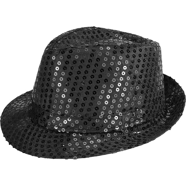 Jazz Dance Costume Night Club Concert Encrusted Fedora Sparkle Shiny Hat YeeHeen 3 Pieces Sequin Fedora Hat Unisex Western Dance Jazz  main image 2