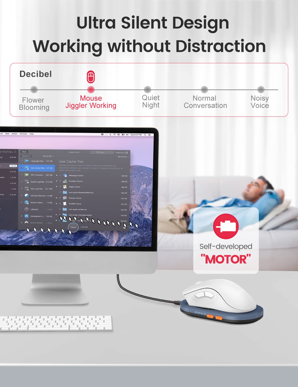 Vaydeer Ultra Slim Mouse Mover, Air 3 Mouse Jiggler with Adjustable Interval Timer, Undetectable & Noiseless, Simulates Realistic Mouse Movement, Driver-Free for Keeping The PC Active and Secure
