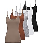 BQTQ 5 Pcs V Neck Camisole Tops for Women Spaghetti Strap Tank Top Womens Camisole Undershirt Slim Fitted Camisoles
