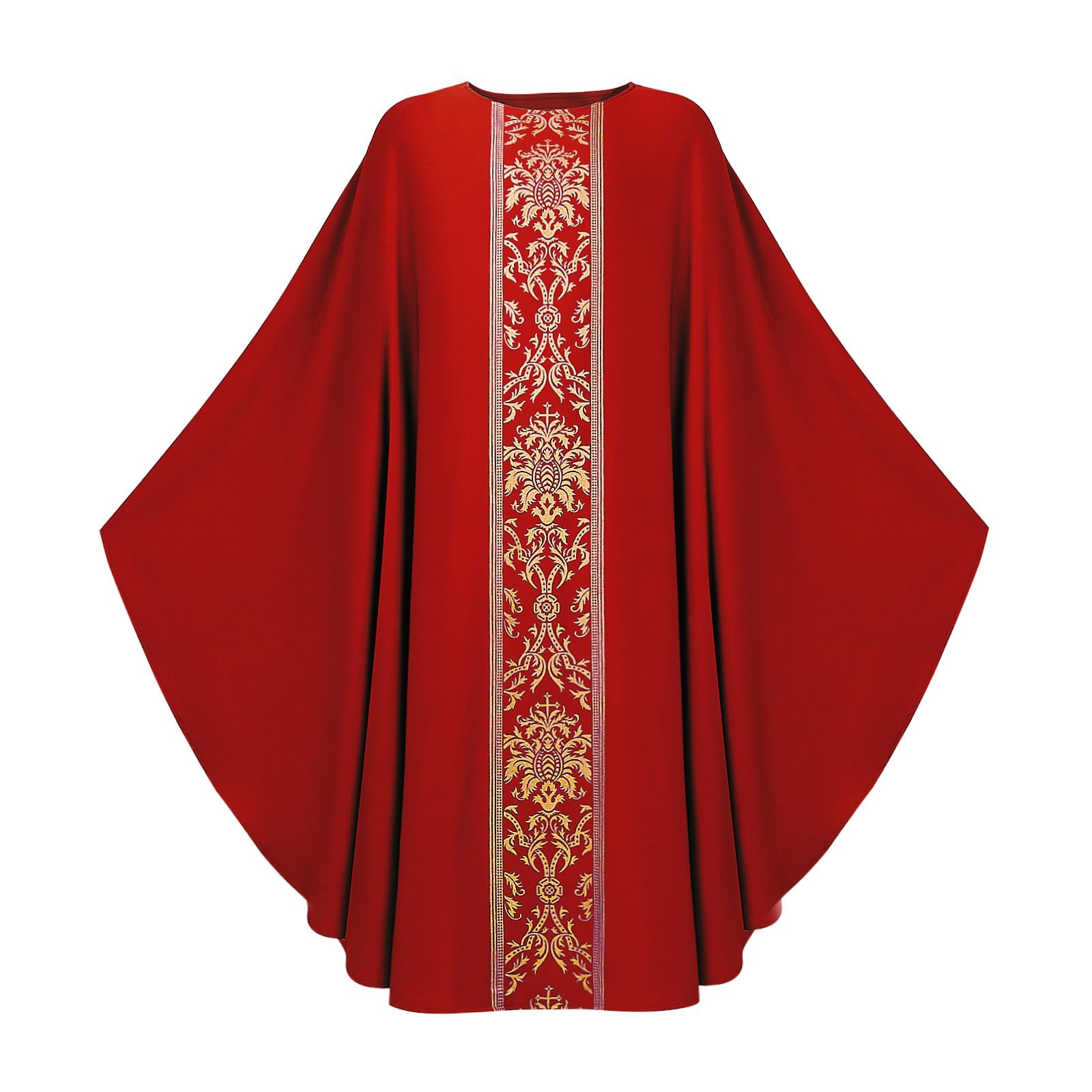 Photo 1 of MYAYD Gothic Chasuble Church Pastor Celebrant Priest Vintage Robe Gown Cape Cassock Vestment 4 Colors (Red)