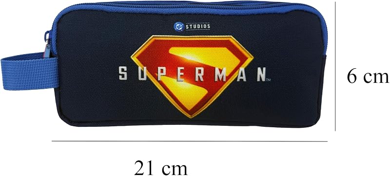 - Superman, Trousse cylindrique, Fournitures Scolaires, Trousse à Crayons, Bleu, Produit Officiel