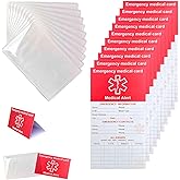 HoHpHq 10 Pack Red Medication List Card with 10 Sleeves for Family Members Like Elderly - Emergency Contact ID Card for Walle