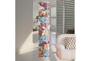 Stuff Animal Organizer,Stuffed Animal Zoo Storage, Stuffed Animal Storage TubePET Transparent Bucket with Zipper for Kids Toy