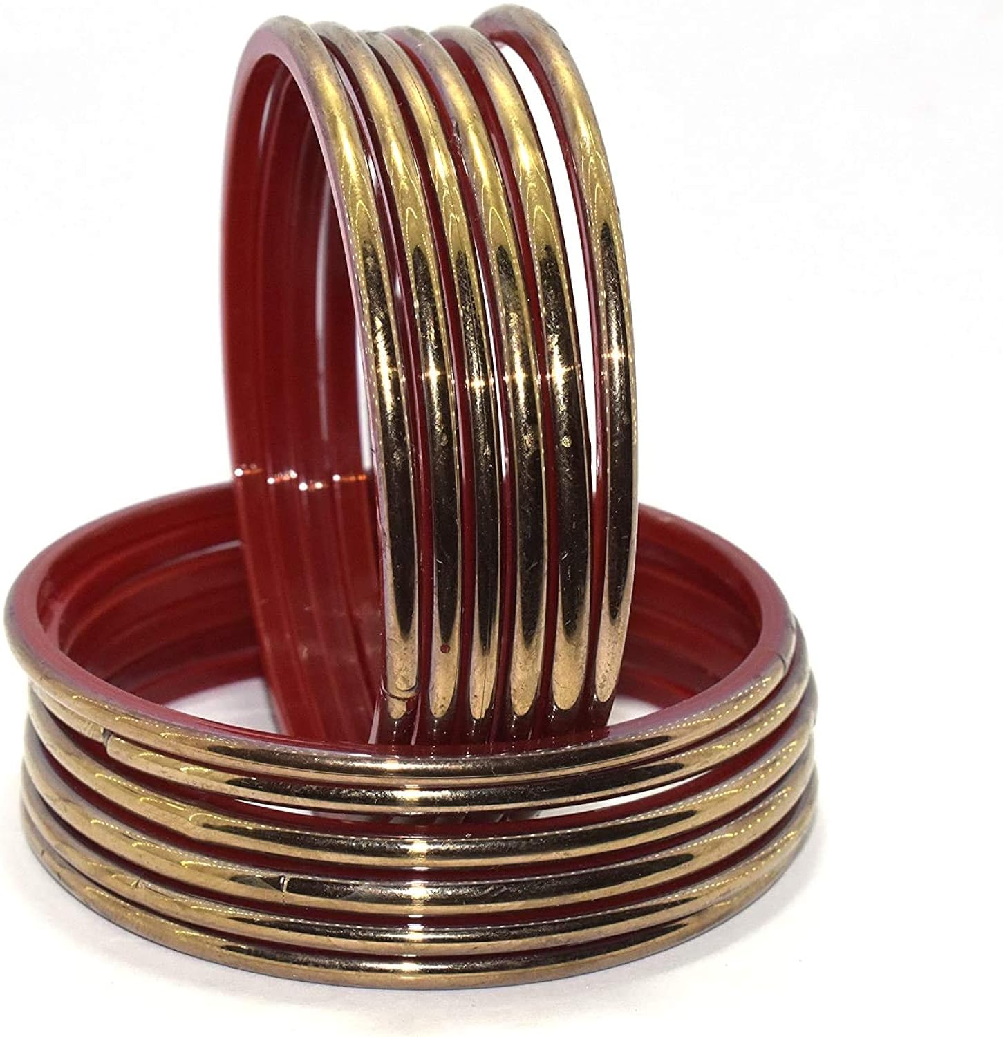 Buy KANZUL FASHION PASSION Plain Glass Bangle golden polish printed