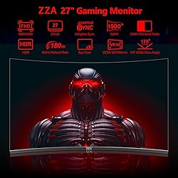 ZZA 27 Inch Curved Gaming Monitor 180Hz /144HZ 1ms