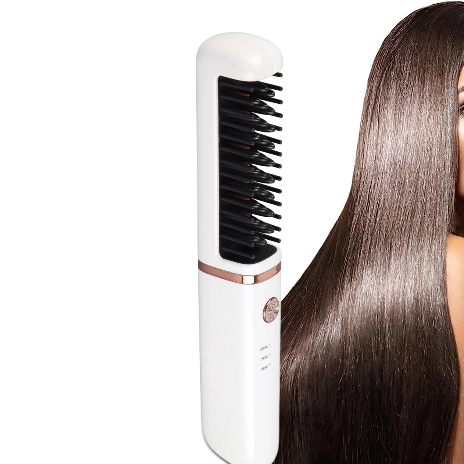 Hair Straightener Brush Hair Straightening Curling Brush Cordless Hair Straightening Comb Anti Scald Fast Heating for Women Short Long Hair USB Rechargeable