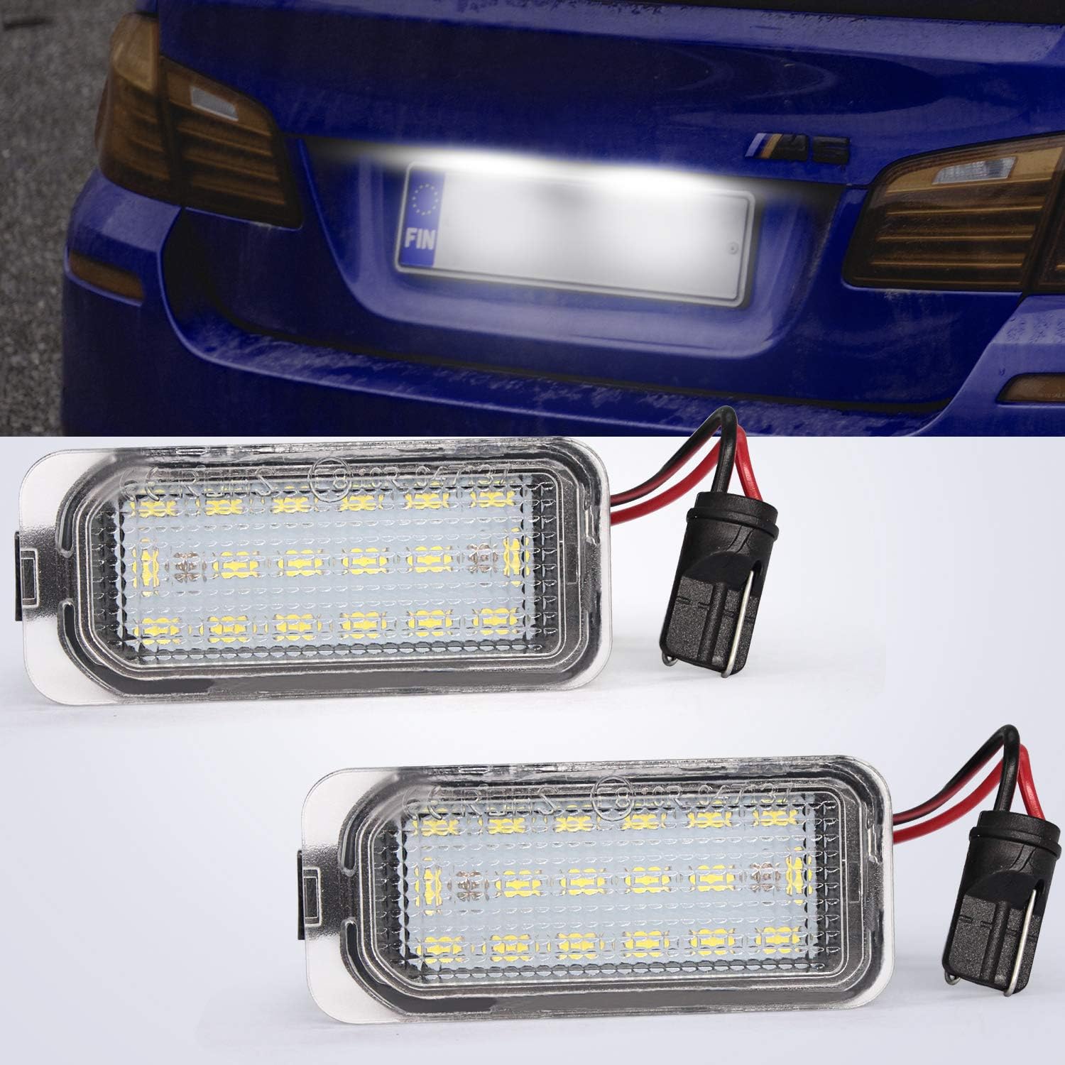 LED License Plate Lamps,YuanGu 18 LED Xenon White Rear License Tag Lights Rear Number Plate Lamp CE Mark CANBUS Free Error Fit for F/ord Fiesta Focus Mondeo Kuga Galaxy