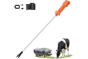 Rechargeable Cattle Prod, Waterproof Electric Livestock Prod with 2 LED Lights, Rechargeable Animal Prod for Farm Ranch Herdi