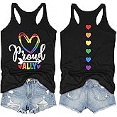 FCGHSII Pride Tank Tops for Women: LGBT Rainbow Heart T-Shirts Lesbian Sleeveless Tee LGBTQ Pride Raceback Vest Tops