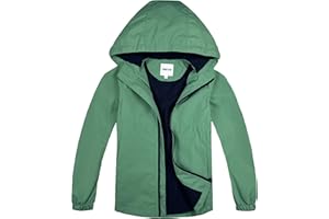 UMMTOM Boys Rain Jackets Lightweight Waterproof Hooded fleece Raincoats Windbreakers for Kids
